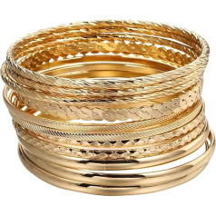 MUYAPAY 12 Stück Armband Damen, 925 Silber Stapelarmbänder Boho Mode Armbänder Damen, Stapelbare Mehrschichtiges Armband, Armreifen Damen Silber