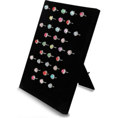 NCOALE Лоток для украшений, черный бархатный держатель для колец с 50 слотами для карточек, шкатулка для украшений, дисплей для украшений, орга