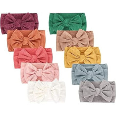 DRESHOW Pack of 10 baby hair bands baby girls nylon headband newborn toddler hair bands and bows children's hair accessories -...