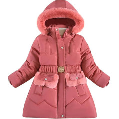 Зимнее пальто Девушки Зимняя куртка Простой вниз куртки с капюшоном Пальто Outwear Мода Длина стеганые куртки Съемный мех капюшон Зима Теплый