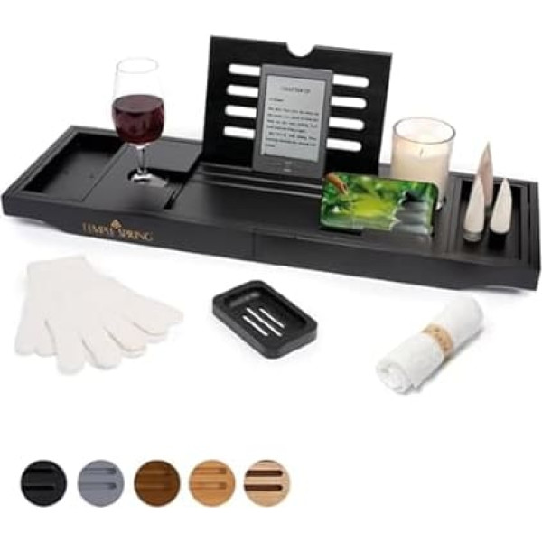 Temple Spring Деревянная полка для ванны для аксессуаров, доска для ванны, лоток для аксессуаров для ванны, бамбуковый лоток, мебель для ванной ко