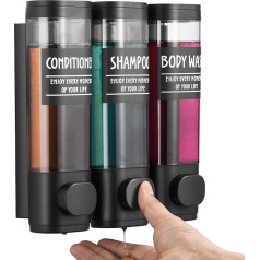 GlintGath Диспенсер для душа для мыла, шампуня или кондиционера (черный, 3 камеры)