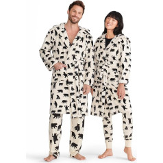 Hatley Женский флисовый халат для взрослых - Черный медведь на натуральном халате, бежевый