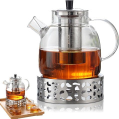 Стеклянный заварочный чайник 1,5 л с ситечком и подогревом из нержавеющей стали, чайник из боросиликатного стекла и подогреватель для чая, з