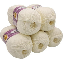 500 г пряжи Ilkadim Export Cotton Gold Plain Knitting Wool 5 x 100 г пряжи для вязания с 55% хлопка, гладкая (крем 62)