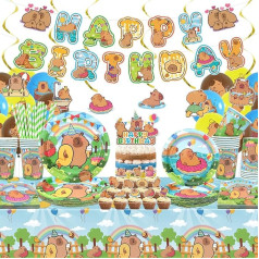 Украшения для вечеринки в честь дня рождения капибары - аксессуары для вечеринки в честь дня рождения капибары, включая баннер, тарелку, то