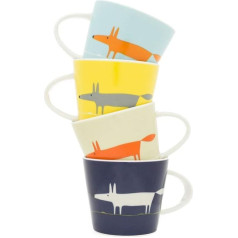 Scion 4-Piece Mr Fox Espresso Cup, фарфор, многоцветный, 9,2 x 7 x 6 см