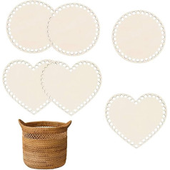 ROSYLEVE Selfmade Basket Base Round Shapes, Heart-Shaped Wooden Basket Base, 15/16.5 cm, Crocheted Basket Base for Crocheting, Circle, Empty, Solid Crochet Basket, Wood Base, Blank Natural Wood Basket