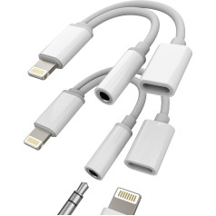 iPhone AUX адаптер донгл для наушников разъем кабеля (2-упак) 2 в 1 молнии до 3,5 мм наушники сплиттер для 11 12 13 14 Pro 7 8 Plus X XS зарядный кабель Apple MFI серт