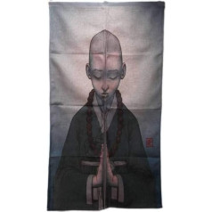 lachineuse - Noren Japanese Bonze Zen Curtain - Japanese Monk - Украшение для дверей и стен - Гобелен - 85 x 150 см - Традиционный рисунок - Идея подарка - Азиатский декор - Цв