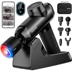 RENPHO Массажный пистолет с теплом и холодом, массажный пистолет с подставкой для зарядки и Bluetooth, массажер глубокой перкуссии для спортсмено