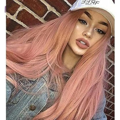 Vébonnie Ins-Style классический розовый кружева передние парики для женщин лучшие синтетические парики волос ук шелковистые длинные волосы волна