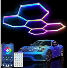 VASTFIRE 5 Pieces RGB Hexagon Garage Lights 43 W 15950 Lumens Car Warehouse Workshop Gym RGB LED Honeycomb Hex Lighting Esports Gaming
