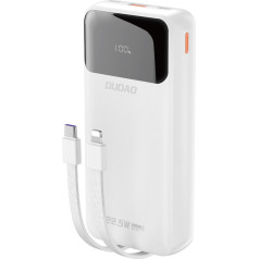Dudao Powerbank 20000mAh со встроенным кабелем iPhone Lightning USB-C USB-A 22.5W PD - белый