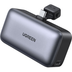 Powerbank 5000mAh с интегрированным разъемом USB-C (male) / USB-C (female) - серый