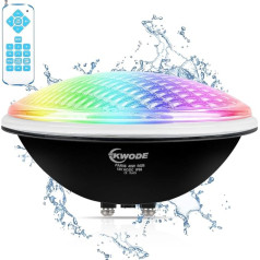 KWODE 40 W LED Pool Lighting PAR56, RGB Pool Headlight Timing 2/4/6H IP68 Waterproof Pool Lamp Underwater with Remote Control, Underwater Spotlight 12 V AC/DC