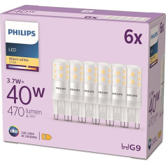 Стандартная светодиодная горелка Philips, замена галогенной розетки G9 мощностью 40 Вт, теплый белый свет 2700 K, 6 шт.