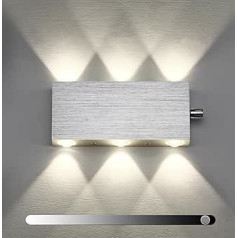 Lightess Dimmable LED Wall Light Indoor Wall Lamp with Switch Modern Up and Down Aluminium Modern Hallway Lamp Wall Lighting for Living Room Bedroom Lamp Neutral White
