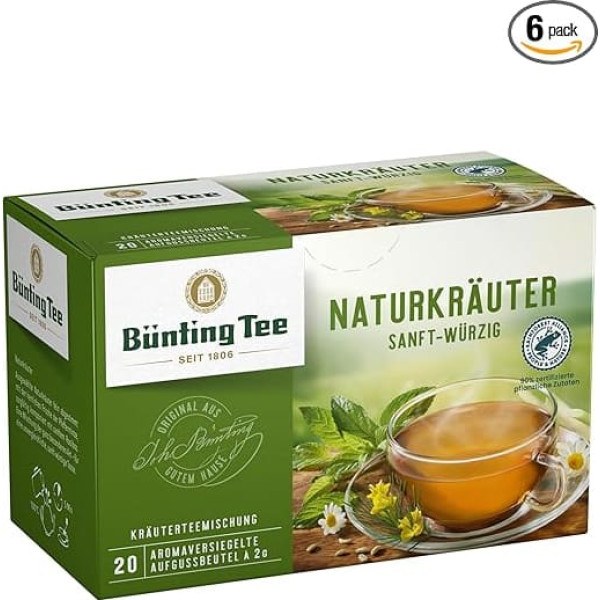 Bünting Tea Natural Herbs Gentle Spicy / Pack of 6 - Травяной чай - 6 x 20 чайных пакетиков