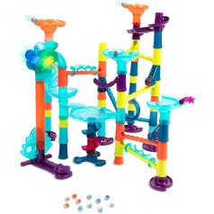 B. toys - Marble-Palooza - 62 Pieces Marble Run Toy with Lights and Sound - BPA Free STEM Toy Marble Track for Kids 3 years + (62-Pcs)