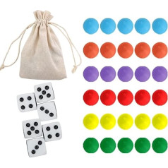 Настольная игра COMSREV 30 Wahoo Запасные шарики, по 5 штук 6 цветов, 6 кубиков и игровой мешочек для