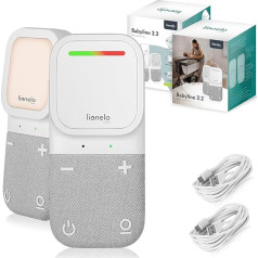 LIONELO Babyline 2.2 Электронная аудионяня с ночной подсветкой, дальность до 400 м, двусторонняя связь, экономичный режим EcoVox, будильники, аккумулято