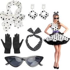 Рокабилли аксессуары женские черные белые 50-х годов платья женские аксессуары, рокабилли аксессуары для волос Polka Dot серьги кошачьи глаза ш