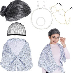 choyaxo Костюм старушки Костюм 100 дней школы Костюм бабушки Костюм на Хэллоуин Бабушка наряжается