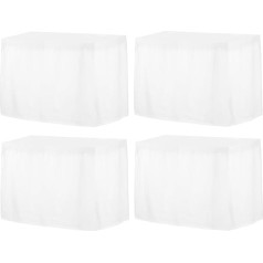 QUARKZMAN Комплект из 4 белых пластиковых юбок для столов, 29 дюймов x 14 футов юбки для прямоугольных столов, одноразовые скатерти для дня рождени