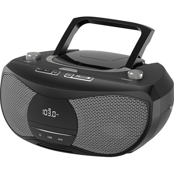 Портативный CD-плеер Boombox с Bluetooth, FM-радио, USB-входом (LP-D12Black)