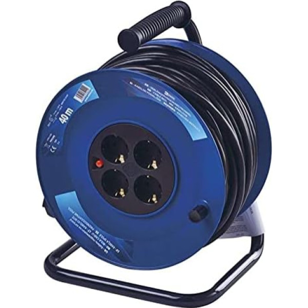 EMOS - Кабельный барабан 40 м с усиленным удлинителем - 4 розетки Schuko - 230 В, 16 А, 3680 Вт - Изоляция ПВХ - H05VV-F3G 2,5 мм2 - Защита от перегрева - IP20 для испо
