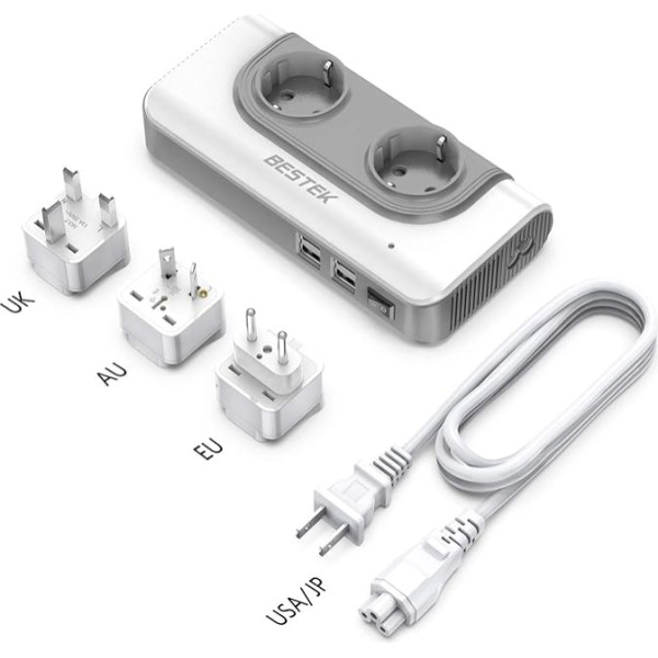 BESTEK 200 Вт преобразователь напряжения с 4 USB зарядное устройство 110 В до 230 В Путешествия адаптер питания конвертер со сменными Великобритани