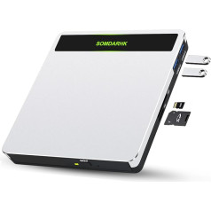SOMDARHK Внешний привод CD DVD Внешний USB 3.0 Type C CD/DVD RW Burner с 2 USB и SD/TF, портативный оптический привод DVD CD-ROM Drive для ноутбука Windows 11 Mac MacBook Air Pro iMac PC