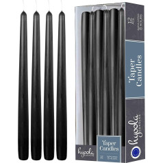 Свечи Hyoola Taper - 25 см, черные, настольные свечи без капель - длительное горение 8 часов - упаковка из 12 штук