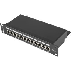 Патч-панель 12 портов 1u 10' дюймов категории 6 экранированная черная