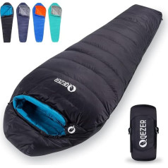 Спальный мешок QEZER Down Sleeping Bag, легкий зимний спальный мешок на открытом воздухе, от 0 °C до -28 °C, спальный мешок Mummy, 4 сезона для кемпинга, поход