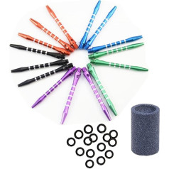 JBBERTH 15pcs 53mm Medium Darts Shafts Striped with 15 O Rings and 1 Darts Sharpener