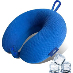 LAMB Travel Pillow Neck Support Pillow Memory Foam Portable Travel Pillow for Airplane, Car and Home Travel (Blue)