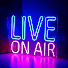 Looklight Live On Air Neon Sign Blue Pink Neon Sign Letters LED Neon Light Wall Decoration for Studio Bedroom Playroom Party Word Light Sign Powered by USB