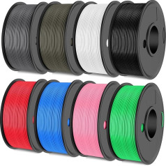 SUNLU Matt PLA Filament Bundle Multicoloured, 250 g PLA 3D Printer Filament 1.75 mm, 0.25 kg/Spool, 8 Pack Total 2 kg, Matte Surface, Black + White + Grey + Blue + Green + Pink + Red + Clay