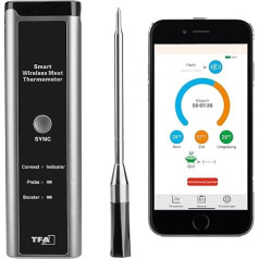 TFA Dostmann Беспроводной термометр для мяса Smart BBQ 70 м, 14.1515.10, термометр для гриля, для гриля/духовки/жаровни, безопасен в посудомоечной машине, т