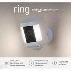 Ring Spotlight Camera Plus Battery (Spotlight Cam Plus Battery) | Камера наружного наблюдения с WiFi, HD видео, светодиодный прожектор, ночное видение, обнаружение движени