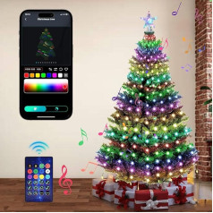 GuKKK LED Fairy Lights Outdoor, 10 м 100 LED Intelligent Fairy Lights RGB, Music Sync, USB Colour Changing Colourful Fairy Lights with Timing Remote Control and App Controlled, for Christmas Tree