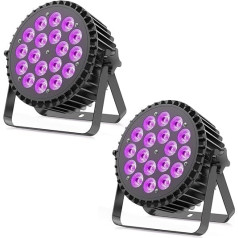 2pcs 6-in-1 LED Spotlight 200W LED Par Headlight 18 Stage Light LED Par Light RGBWA+UV+ DMX512 Disco Light Party Light 7/10CH 4 Control Modes Lighting DJ Light Effect for Bar/Party/Wedding