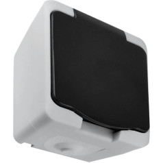 Розетка одинарная 2P+Z AQUATIC MINI IP 54 бело-черная, 10 шт.