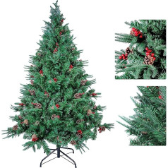 Kranich Искусственная рождественская сосна PVC (поливинилхлорид) + PE (полиэтилен) Зеленая рождественская елка с настоящими сосновыми шишками и 