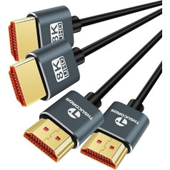 Thsucords Ultra Thin 8K 4K HDMI Cable 5 m Pack of 2 Slim Flexible Soft High Speed HDMI 2.1 Support 4K@120Hz 8K@60Hz 48Gbps Compatible with Roku TV/HDTV/PS5/Blu-ray