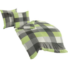 Bierbaum Постельное белье Design Flannelette Multi-Coloured 135 x 200 см и 80 x 80 см Сделано в Германии, киви, 155 x 220 см