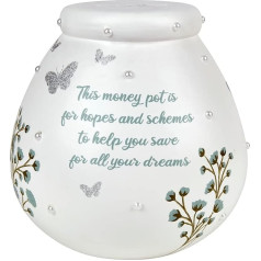 Pot of Dreams Hand Painted Ceramic Money Box Flower Blossom Hand Painted Eco Friendly Recyclable Perfect Decorative Gift for Birthdays and Holidays