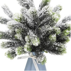 Искусственные ветви сосны 16 дюймов большой матовый снег белый Рождество зеленые стебли сосна дерево палочки пушистые искусственные сосны